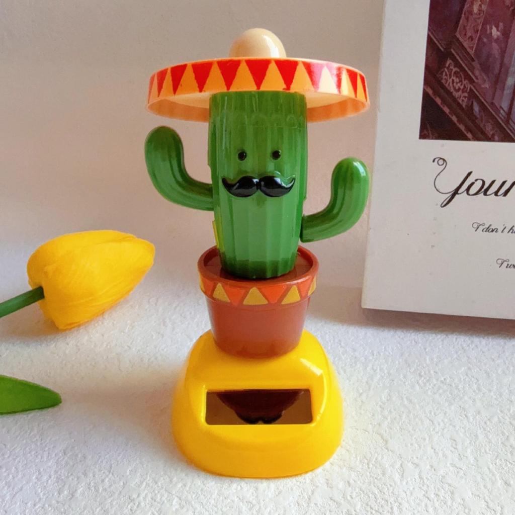 Dashboard Decor Solar Toys Cactus Shaking Head Cactus Toy Figures Car Ornaments For Dashboard For Auto Vehicle SUV Truck Sedan