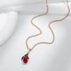 Shiny Red Natural Zircon Pendant Necklace Women  Rose Gold And Black Plating High Quality Daily Fine Retro Jewelry