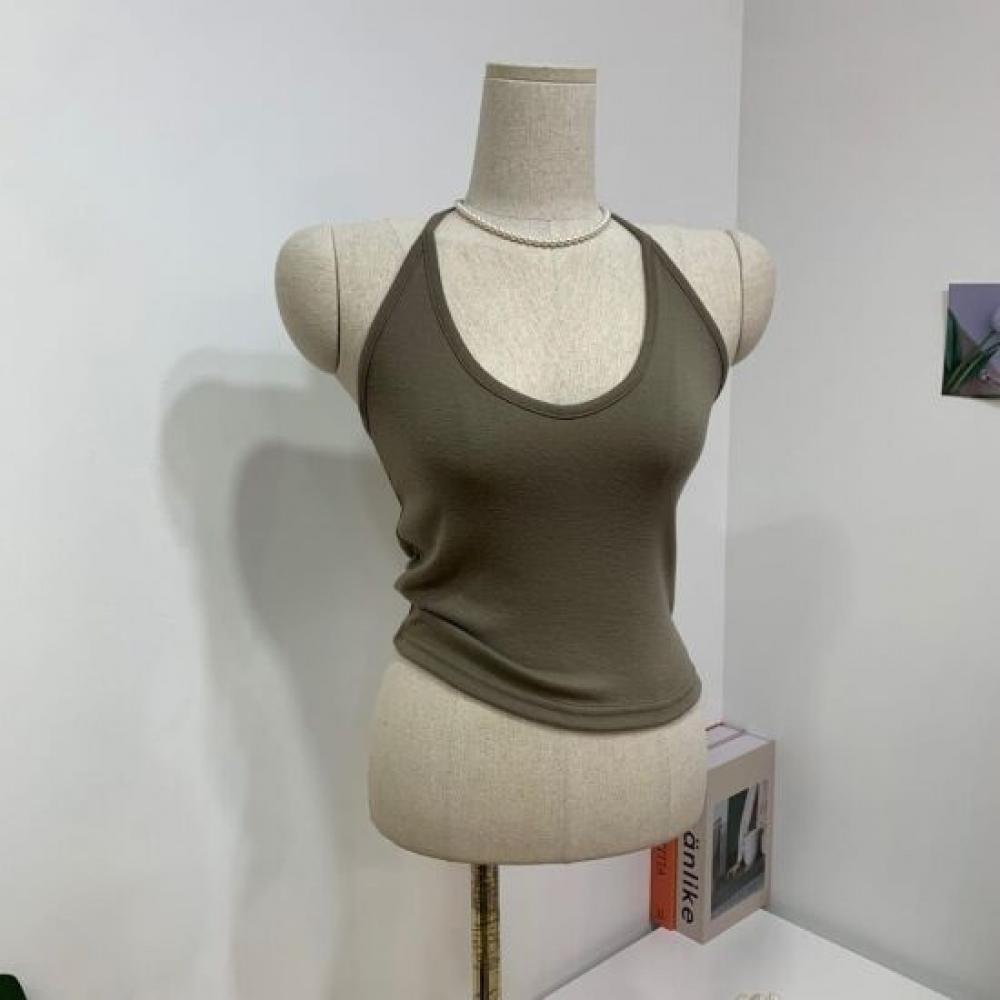 C S In The Room 1 + 1 Ata Strap halterneCk Tank Top 4Color