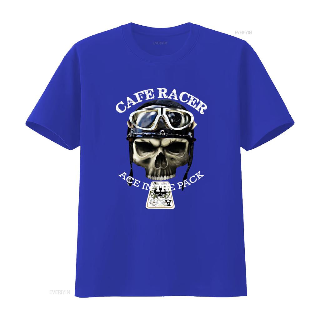 Cafe Racer Ace in de Pack Vintage Retro Biker Schedel T-shirt voor Mannen vintage Gewassen mode Veelzijdig homme Stijlvol Rekbaar