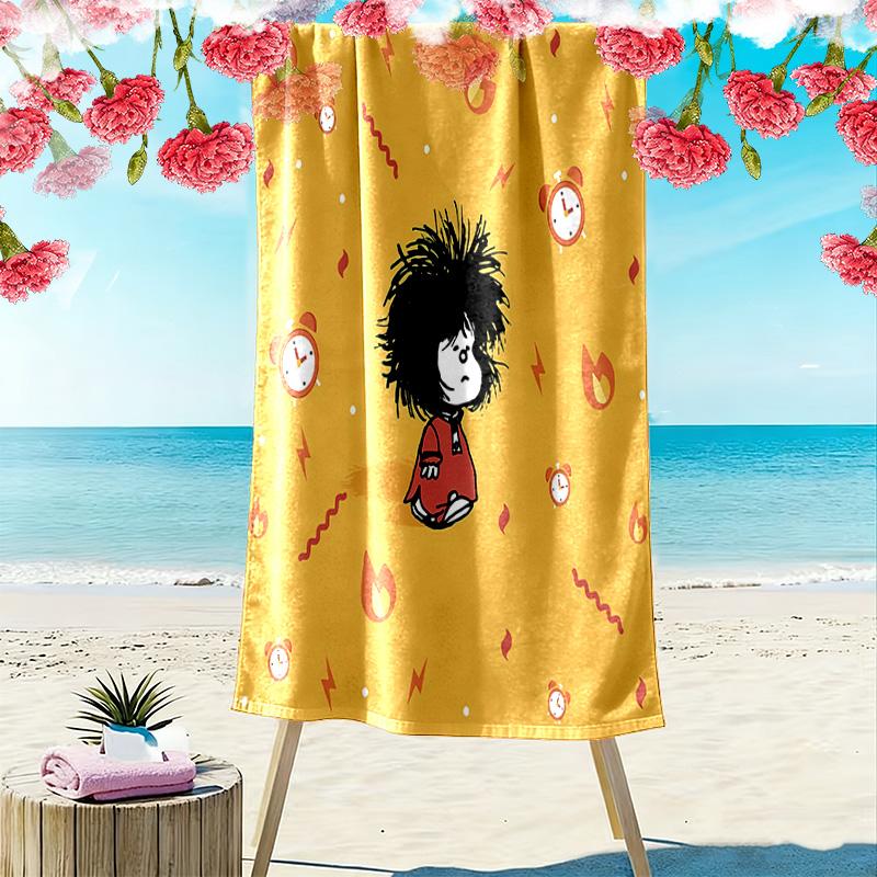 Mafalda Print Beach Towel, Large Soft Quick Dry Towel for Beach Camping Swimming