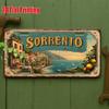 2D flat, 1 retro metal license plate, Sorrento Amalfi Coast aluminum sign, suitable for kitchen walls, rustic decor, summer home