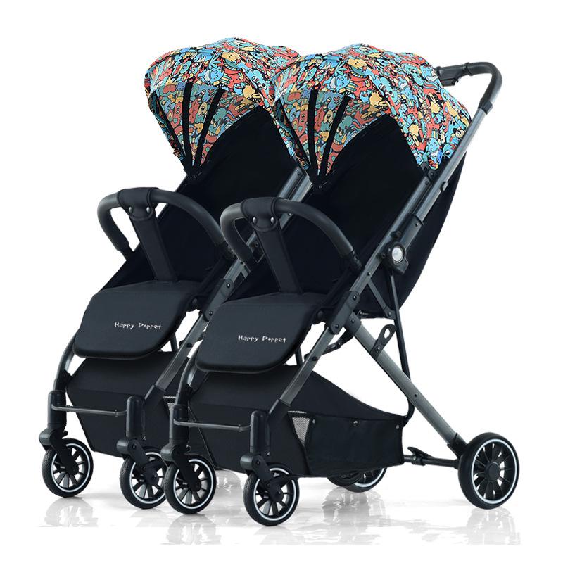 Lekki Wózek Bliźniaczy: Składane, Opcja siedzenia i leżenia dla dzieci