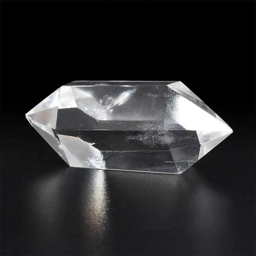 1 PC Gift Reiki Treatment Healing Stone Double-pointed White Quartz Hexagonal Wand Clear Crystal Obelisk