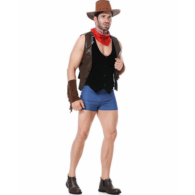 New Halloween Western Cowboy Men's Adult Bar Party Cosplay Costume
