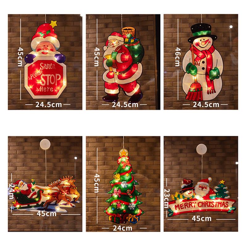 45cm Led Shape Lamp String Christmas Decoration Lamp Kitchen Window Glass Door Stick Sucker Lamp Festival Atmosphere Lamp