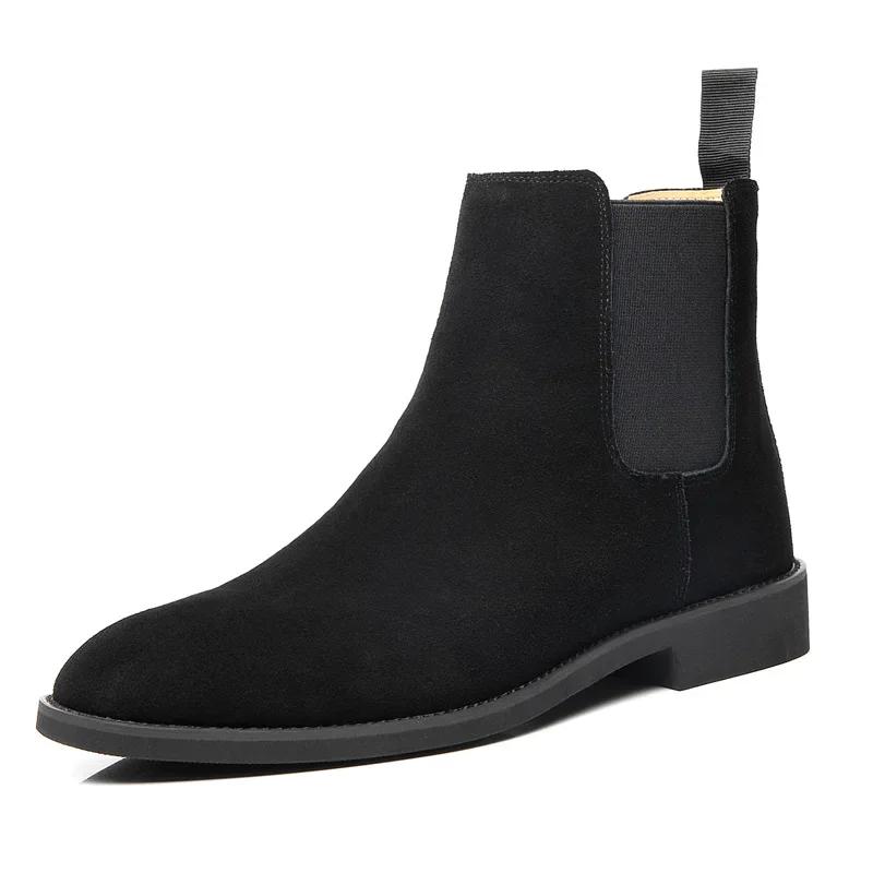 Bottes Chelsea Homme Style Britannique Bottines Cuir Véritable Daim Haute Qualité Chaussures pour Homme Nouvelles Bottes d'Affaires Zapatos Hombre