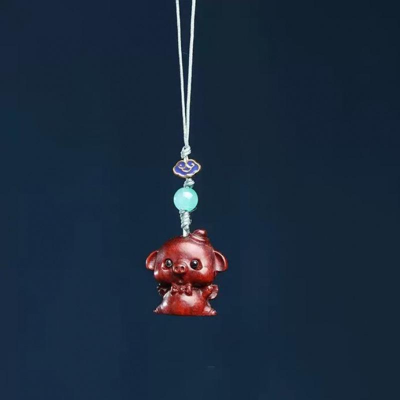 Cliff Cypress Zodiac Wood Carving Pendant Keychain