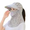 Floral Print Women Fisherman Hat Big Brim Picking Tea Hat Fashion Face Covering Sunhat  Face Shield