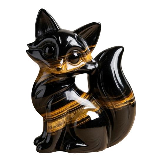 Luxury Fox Sculpture Healing Fox Statue Lucky Animal Figurine Home Office Desktop Decoration Ornament