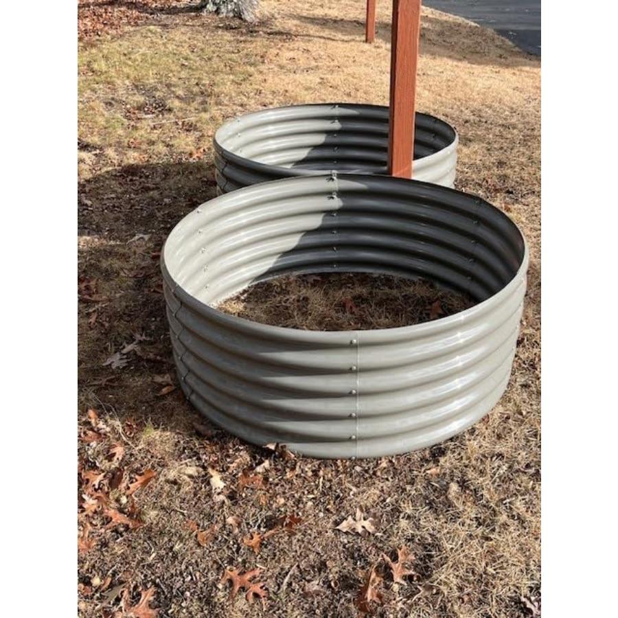 4-Pack 4ft x 18 Tall Round Galvanized Raised Garden Beds Outdoor for Planting Vegetables Flowers Herb Quartz Grey