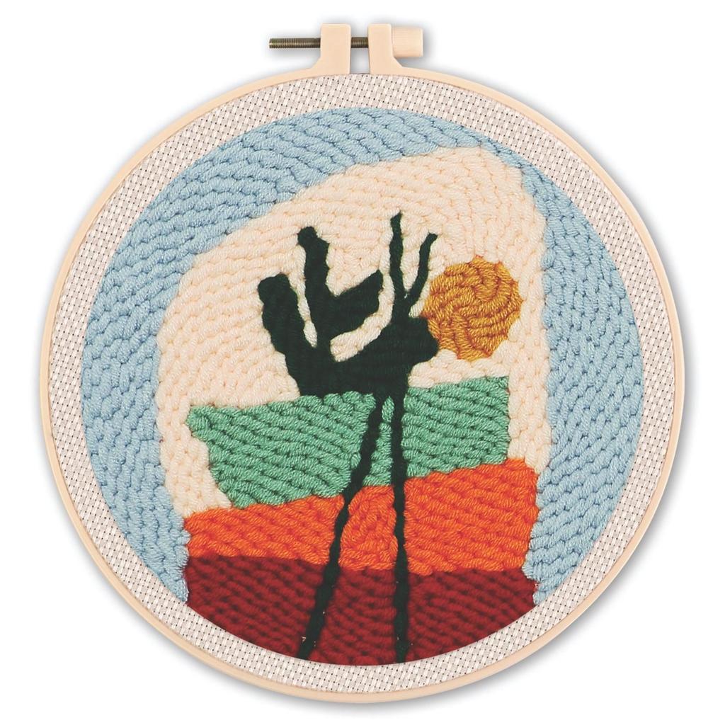 1pc Green Plant and Floral Pattern Coaster, Russian Stitch Embroidery, DIY Yarn Kit, Cross Stitch