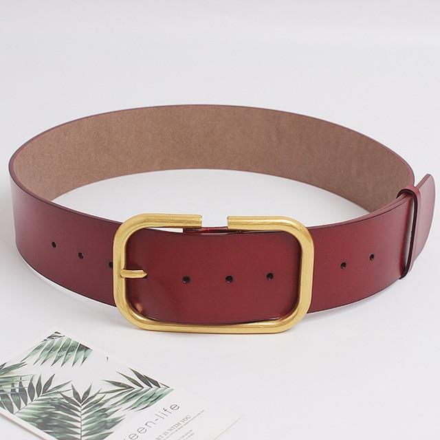 

Длинный широкий ремень из искусственной кожи с большой пряжкой и разрезом, индивидуальный женский новый модный универсальный ремень 113cm красный