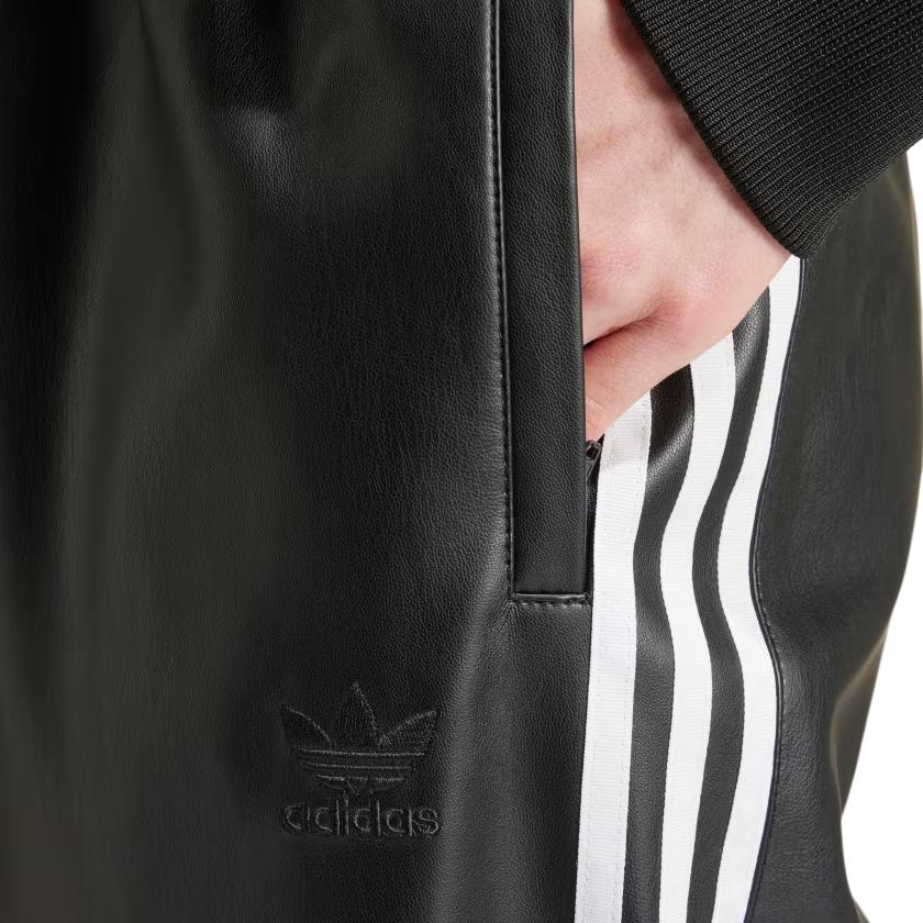 adidas Faux Leather Adicolor 3-Stripes Firebird Track Suit Pants Men Black IZ4038