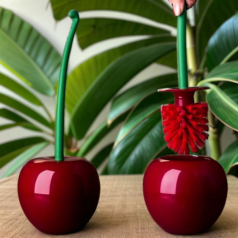 

Cherry-Shaped Long Handle Toilet Brush Set - Easy-Clean Design, Includes Replaceable Head - Perfect for Deep Bathroom Hygiene, Floor Brush Set червоний