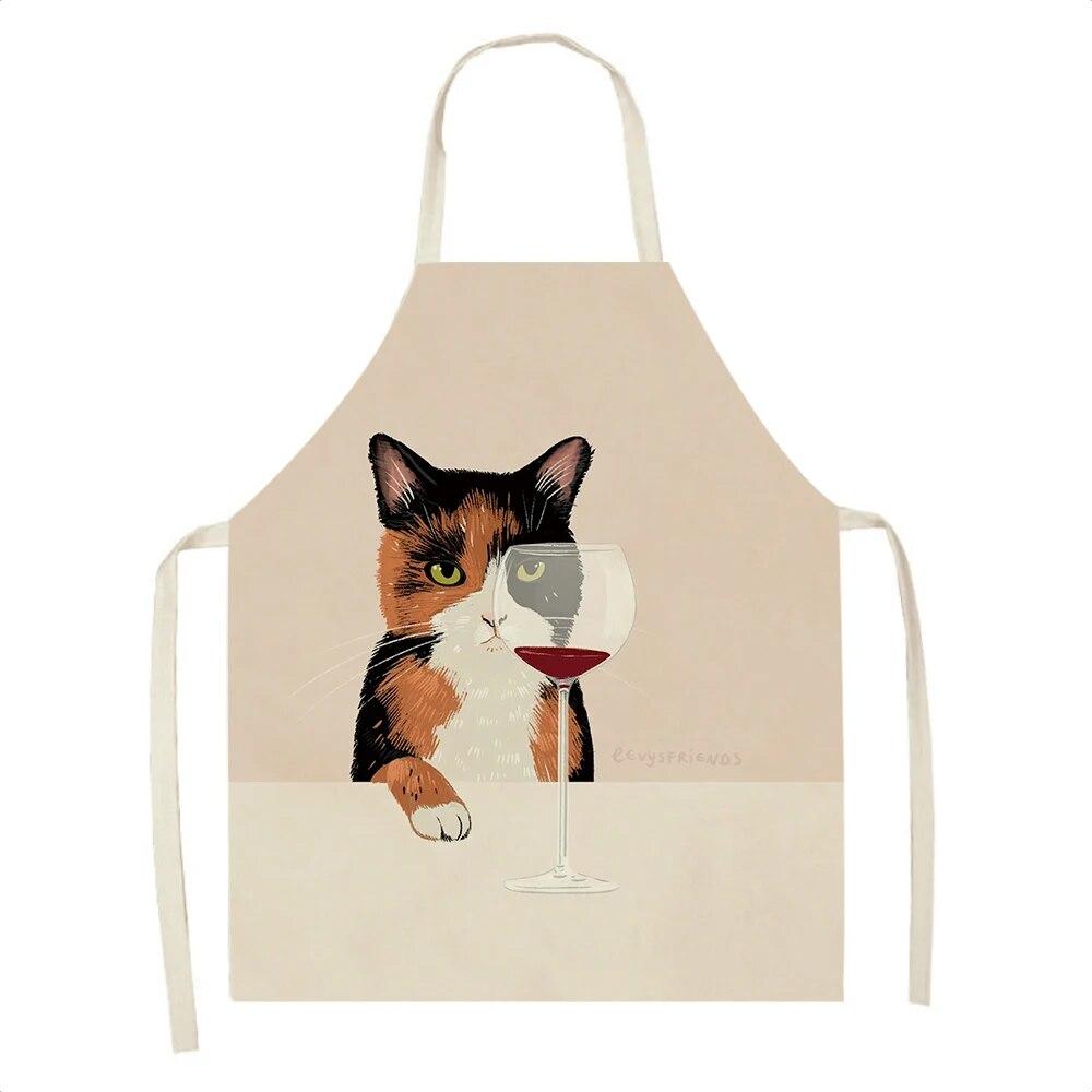 Ladies Men Home Cleaning Baking Cooking Tools Cooking Accessories Kitchen Aprons Linen Cats Wine Aprons