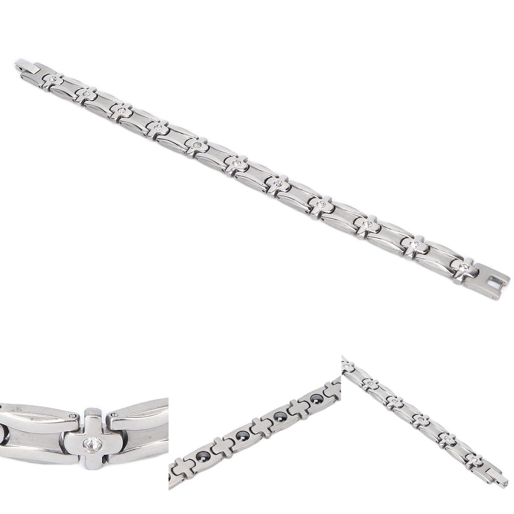 Magnetic Therapy Bracelet Titanium Steel Arthritis Pain Fatigue Relief Magnetic Bracelet Silver