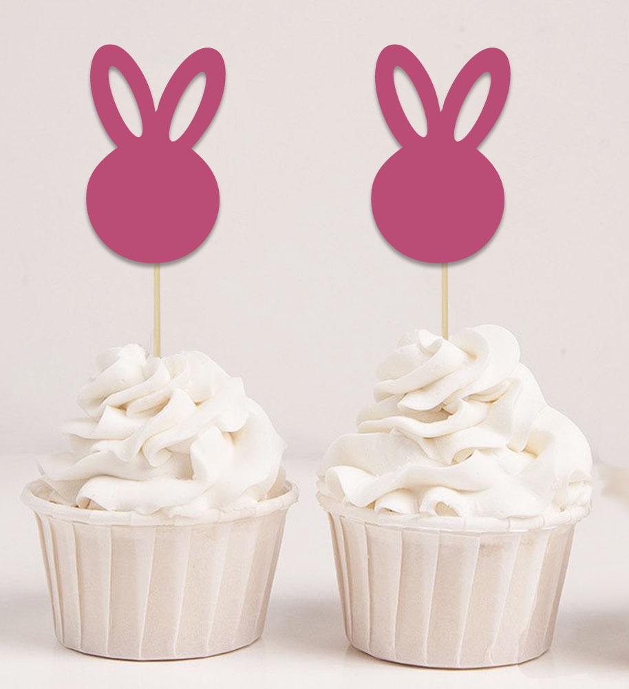Souvenir chéri | Décorations de cupcakes en forme de lapin de Pâques doré pailleté - Lot de