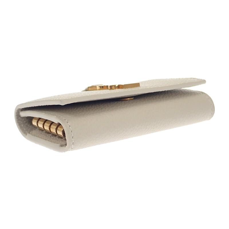 Saint Laurent 693749 B680J 9207 Key Holder  Ivory Calfskin/metal Women