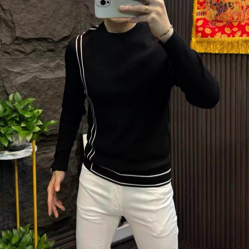 

Men s Slim-Fit Stretchy Round Neck Knit Sweater - Winter 2025 European Fashion Trend 2XL чорний