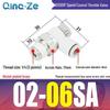 Throttle Speed Control Valve with AS1201F-M5-04A Pneumatic PU Air Hose Connector, Models AS2201F-01-2-06SA/08SA.