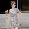Suit Women's  New Fashion and Thin Jacquard Short-sleeved Top and Shorts Two-piece Trendy Set