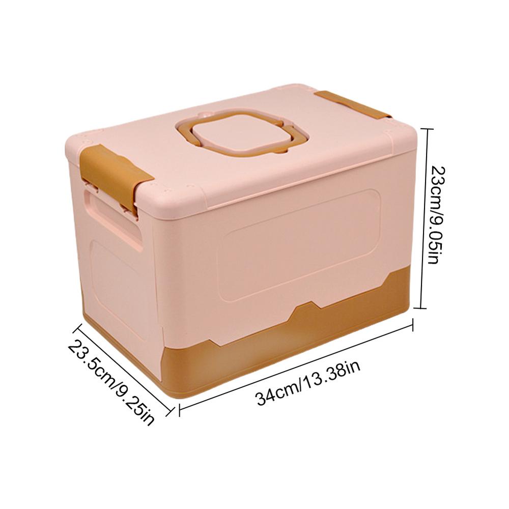 Foldable Storage Bins Stackable Storage Box Portable With Lid And Handle Large Capacity Home Organization Supplies розовый