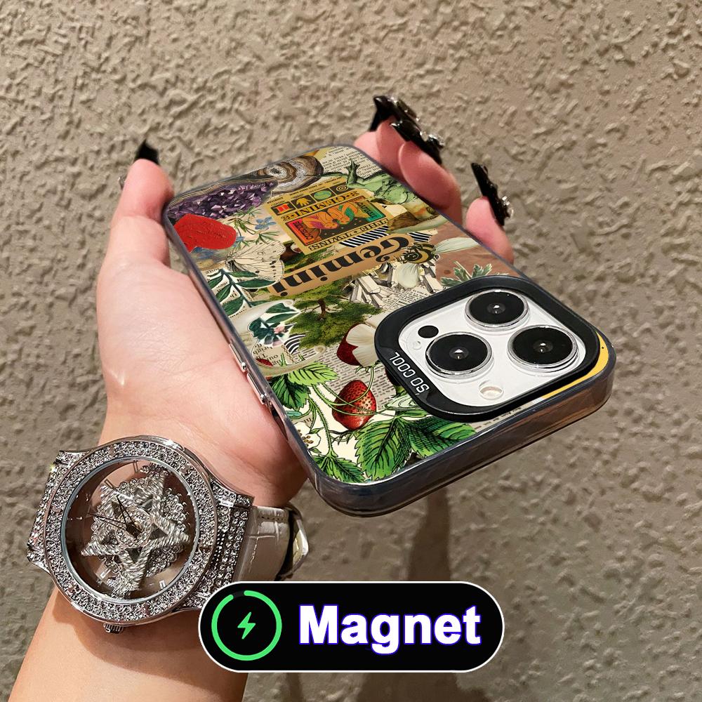 Zodiac Sign Gemini Phone Case for iPhone 17 16 15 14 13 12 11 Air Pro Max Plus Colorful Silver MagSafe Cover
