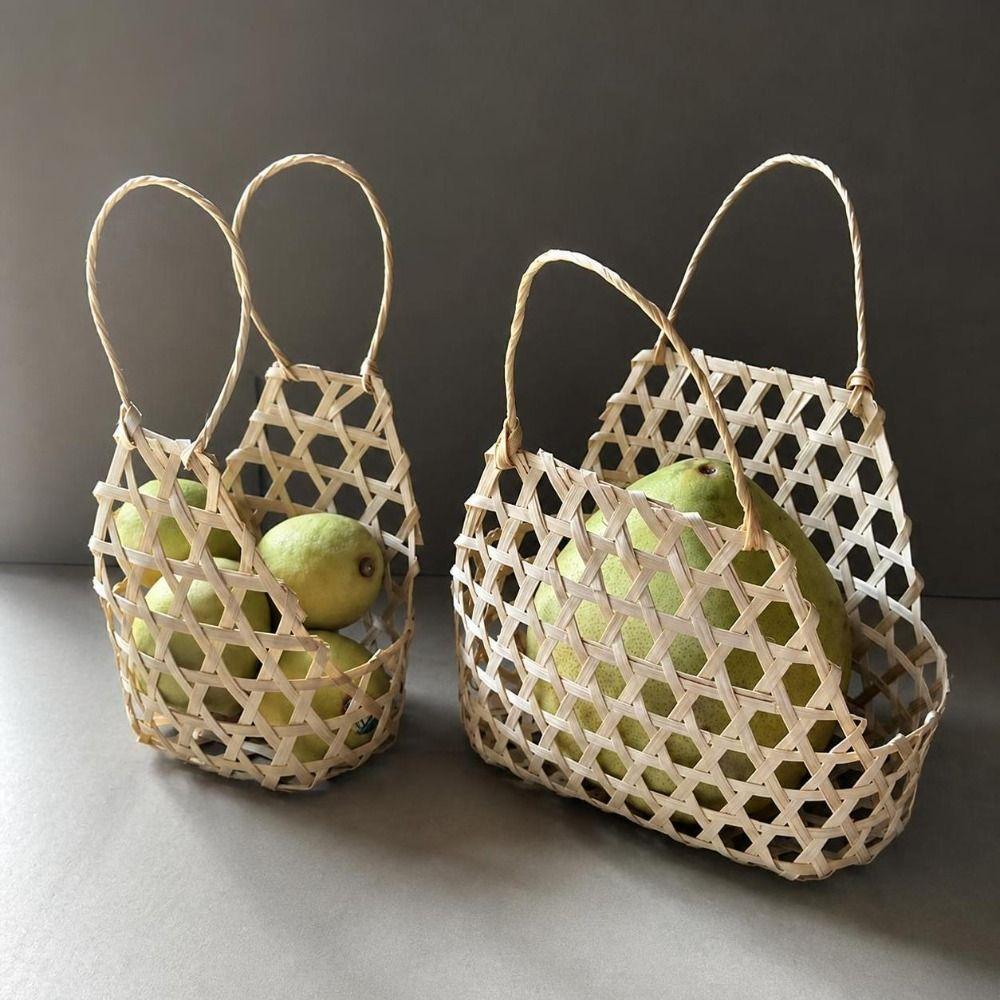 Eco-Friendly Storage Box Basket Large Capacity Pastry Basket Creative Bamboo Woven Basket Picnic