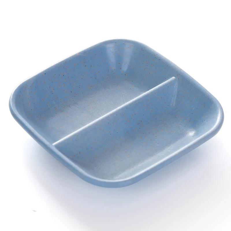 1PCs Wheat Straw Seasoning Dish Multi-purpose Drain Dish Calvings Sauce Vinegar Tableware Divider Convenience Products