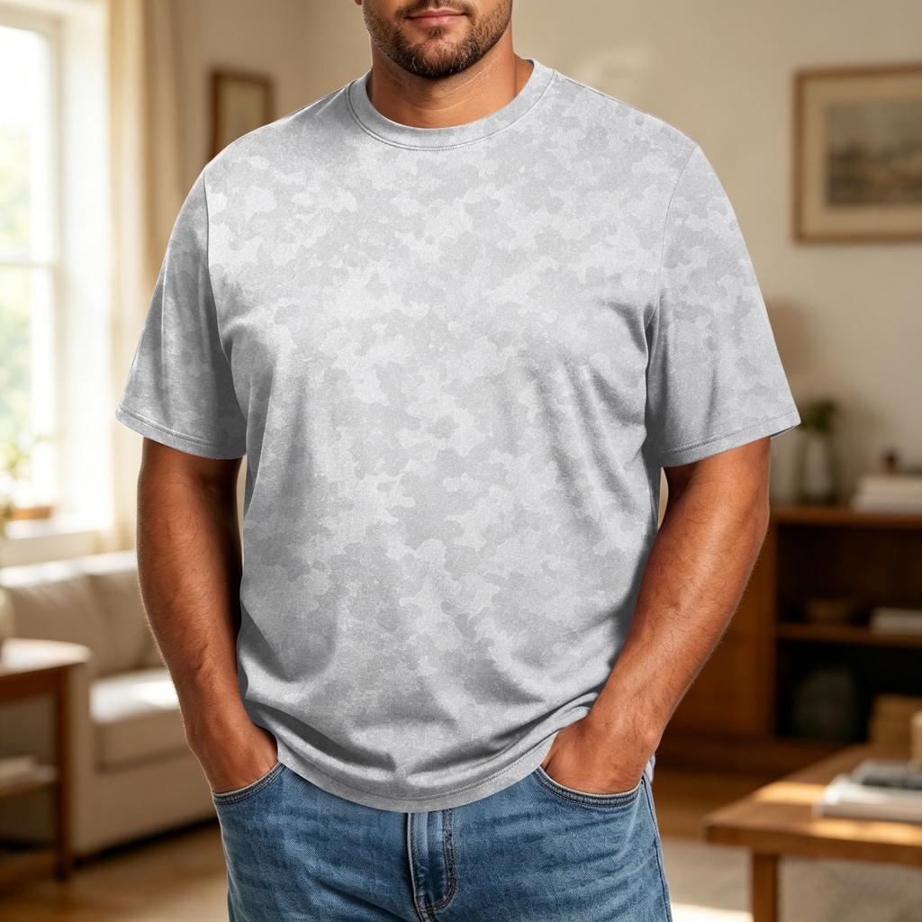 Men's Big Size Comfortable Breathable Casual Loose Fit T-Shirt Soft Fabric Crew Neck Short Sleeve Top for Everyday Wear