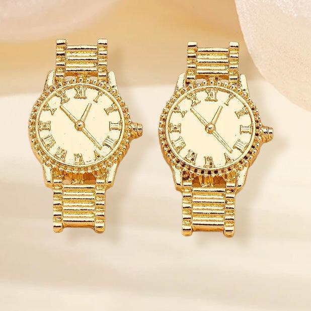Simple golden jewelry set, watch stud earrings to ring 1 women s light luxury high-end quartz watch shape