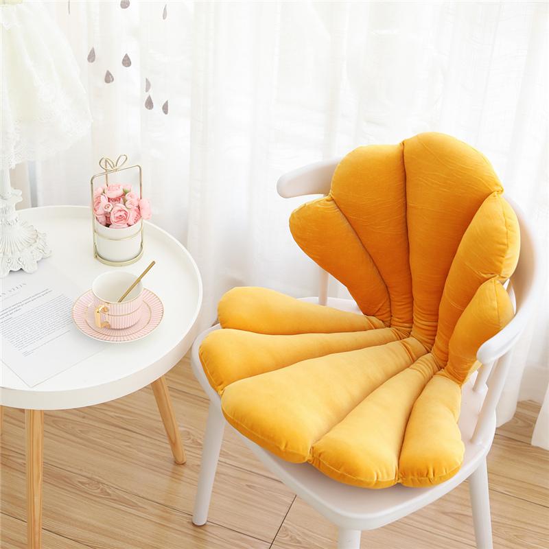 Luxury Velvet Shell Stuffed Chair Seat Cushion Art Style Shell Back Cushion Blue Rose Princess Sea Shell Home Pillow Decor