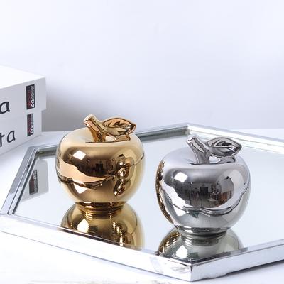 1 Pcs Ceramic Statues Golden Apple Figurines for Interior Room Fruit Decoration Ornaments Home Office Desktop Decor Accessories
