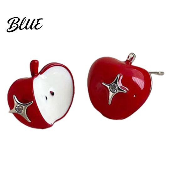 Durable Enamel Jewelry 1 Pair Stud Earrings Fruit Asymmetric Design