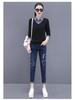 Khmer Farbblock-Revers Zweiteiliger Look Damen Langarm Herbst/Winter Pullover-Shirt