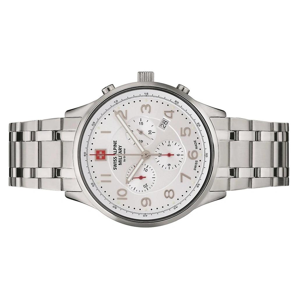 Swiss Alpine Military Skymaster Chronograph Stainless Steel Silver Dial Quartz 7084.9132 100M Men's Watch