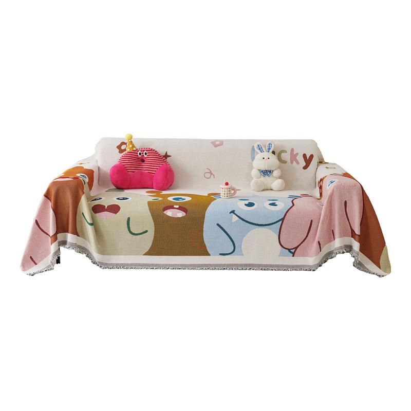 Creamy Cartoon Style Universal Full Cover Sofa Slipcover Cushion Protector Blanket