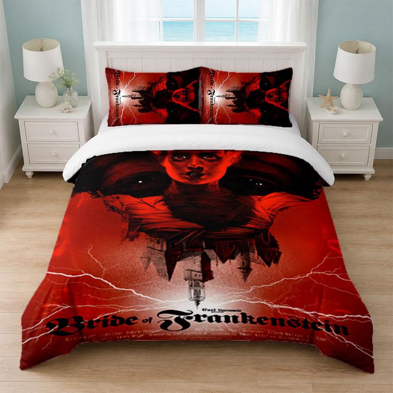 Bride of Frankenstein Bedroom 3Pcs Bedding Set Soft Bed Sheet Pillowcases Home Bedding Decoration