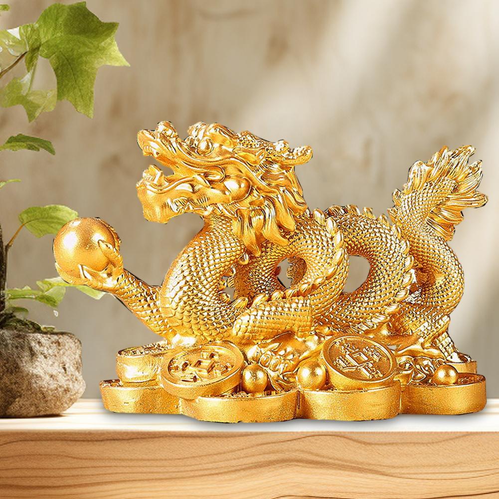 2025 Chinese Dragon Figurines Resin Dragon Figurine Ornament Attract Wealth Auspicious Dragon Statuette Desktop Decoration