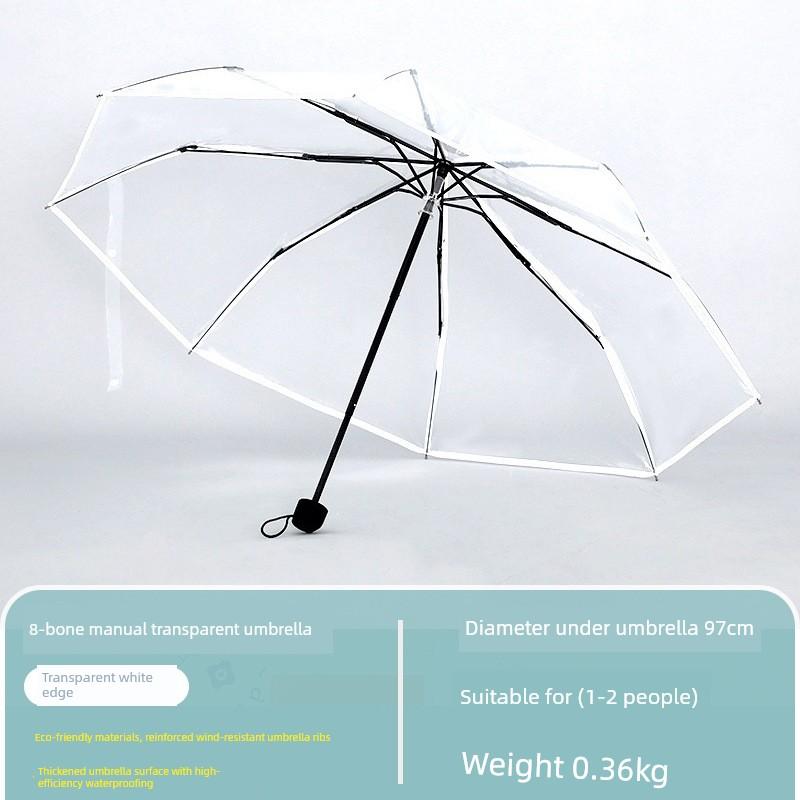 2026 New Model Transparent Umbrella, Fully Automatic, Compact and Portable, Stylish for Girls, Suitable for Car Use and Students Going To School