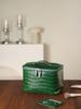 Crocodile Pattern Cowhide Makeup & Toiletry Bag: Portable, High-Capacity, Travel-Ready.