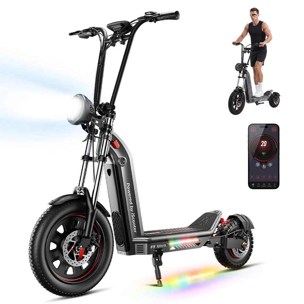 iScooter F7 Ultra Elektrische Fiets 55 km/u Maximale Snelheid 90–100 km Maximale Actieradius 52V 20Ah 1040Wh zwart