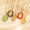 18K Gold Mary Embossed Retro Pendant Necklace for Women
