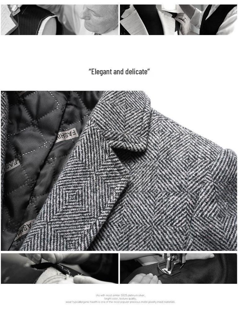 Men's Double-Sided Wool Coat: Thickened, Long-Style, Plus-Size, Autumn and Winter Outerwear