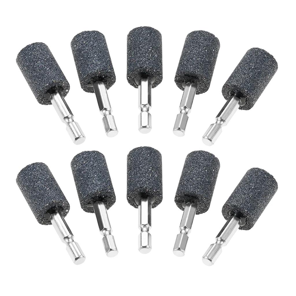 10Pcs 20mm Aluminum Oxide Mounted Grinding Stones Rotary Grinding Bits 1/4" Hex Shank for Electric Rotary Tools Drill Grinder