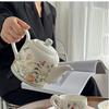 Retro Niche Iris Ceramic Coffee Cup, British Flower Tea Cup Pot Set, High-Value Girls' Souvenir
