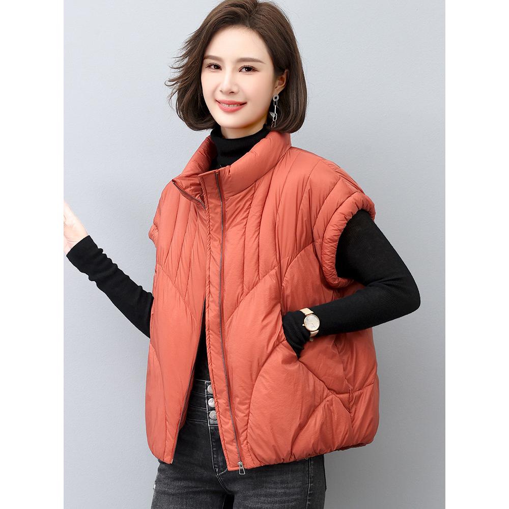 Women's Vest Puffer Jacket Casual Parkas Round Neck Down Cotton Vest Loose Fit Warm Snow Wear