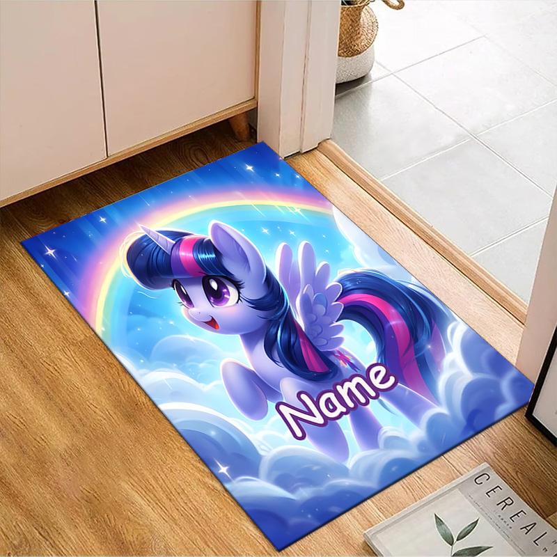 Custom Name Rainbow Unicorn Dream Rug for Living Room, Game Rooms, Office, Bedroom, Floor Mat Playful Design, fan gifts Christmas decor
