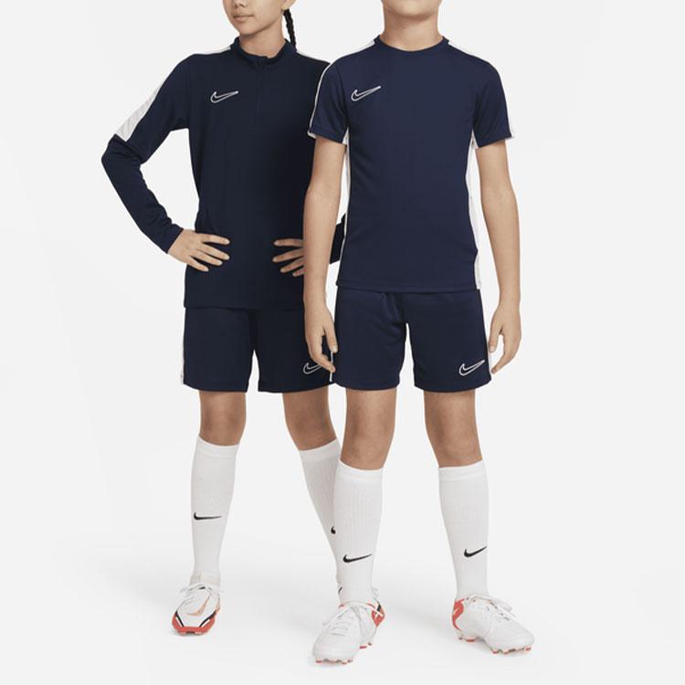 Nike Dri-FIT Academy 23 Printed Logo Mid-Rise Loose Kids Shorts Kids Shorts Obsidian DX5476-451